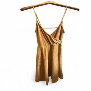 Forever 21 Women’s Size Small Camel Tan Colored Wrap Sleeveless Mini Sun Dress